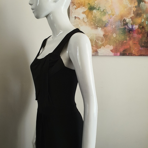Esprit Size M Solid Black Square Neck Sleeveless Knit Dress - Picture 10 of 11